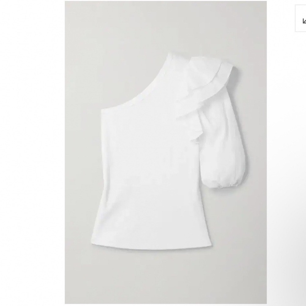 VERONICA BEARD
Diantha One-Sleeve Ruffled Poplin top blouse